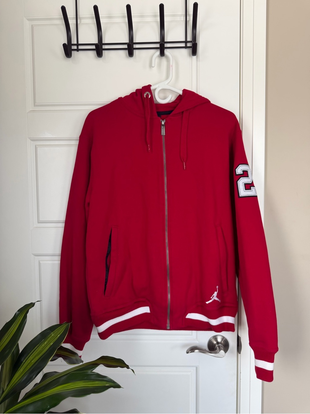 Jordan Red Full-Zip Hooded Jacket with White Trim